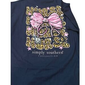 Simply Southern Nurse Life Graphic T-Shirt Navy Pink Leopard Print Stethoscope L